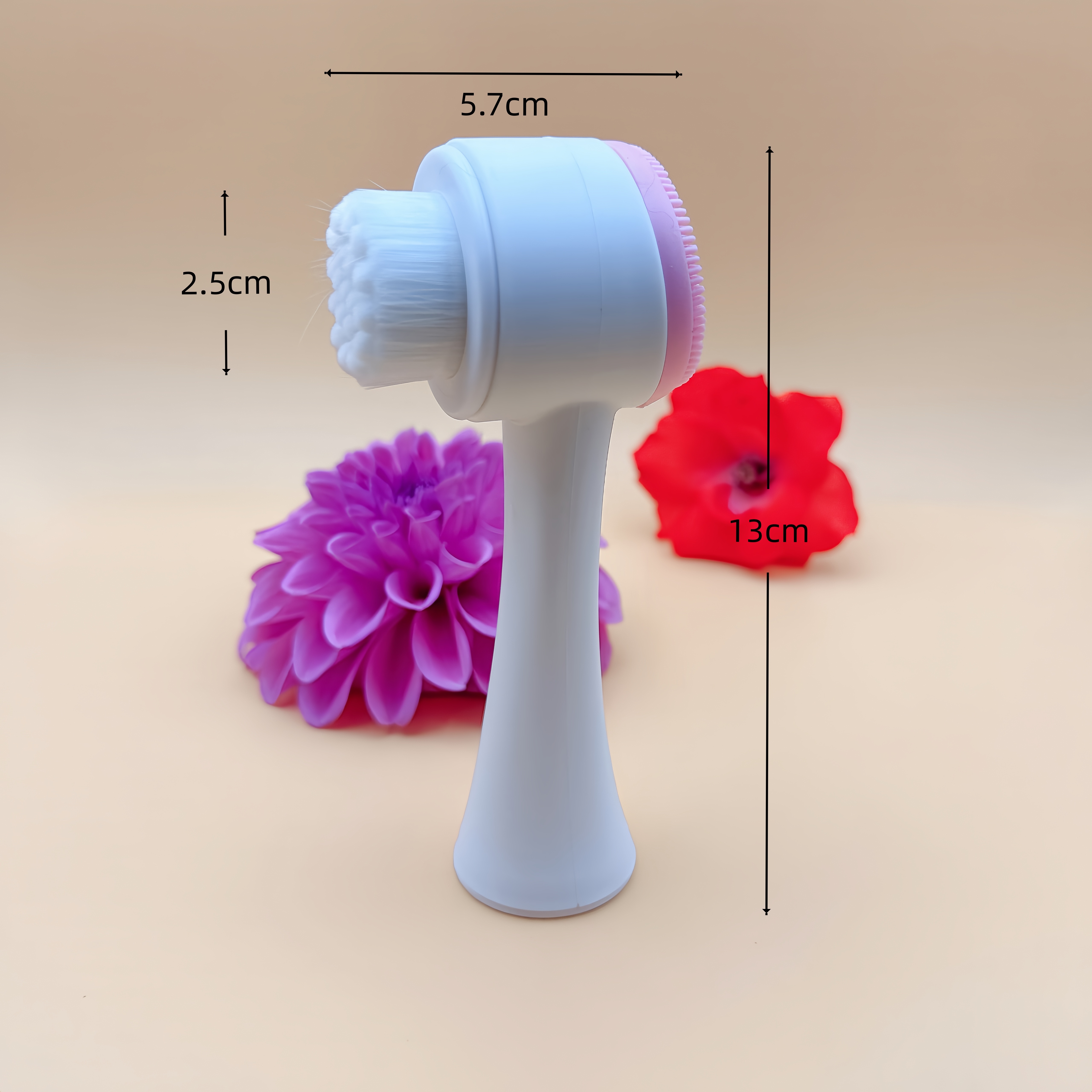 3D Facial Cleansing Brush with Dual Sides, Handheld Exfoliating Scrubber for The Face, Ideal for And Massage, Featuring Soft Hair And Cleanser