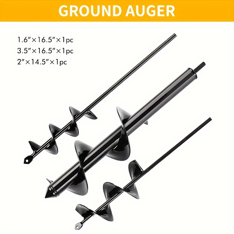 

3pcs Spiral Ground Drill Bit Set With Hex Handle, Alloy Single Blade - Garden Excavation, Soil Drilling & Planting - Tool For Greenhouse, Fenceposts & Outdoor Light Installations, Drill Accessories