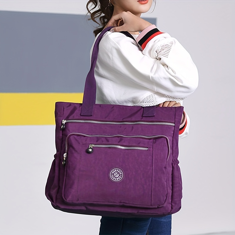 

Simple Shoulder Bag, Nylon Large Capacity Multi-pocket Handbag, Commuter Casual Traveling Shopper Bag
