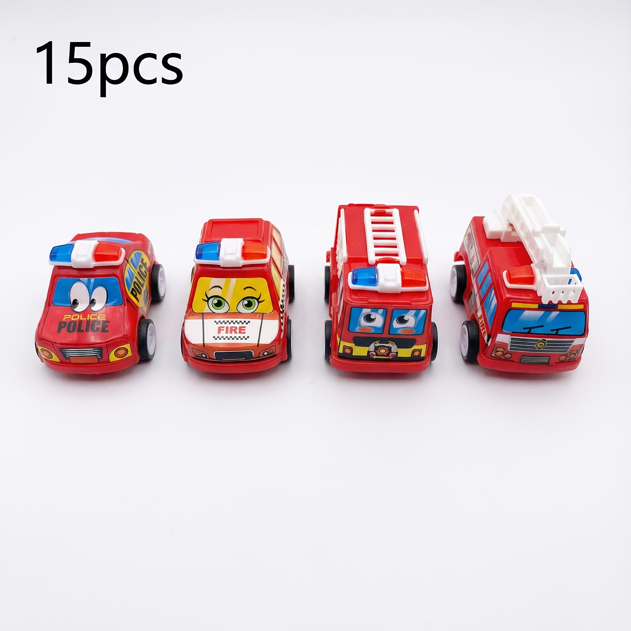 Image of 15pcs Mini Fire Truck Toy Trucks Firefighter Vehicles Fire Truck Party Gifts Fire Truck Birthday Decorations Fireman Cake Decorations Filler Building Gifts