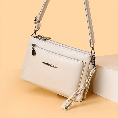 elegant and minimalist womens shoulder bag with multiple pockets adjustable strap zipper closure crossbody bag wallet phone bag clutch practical