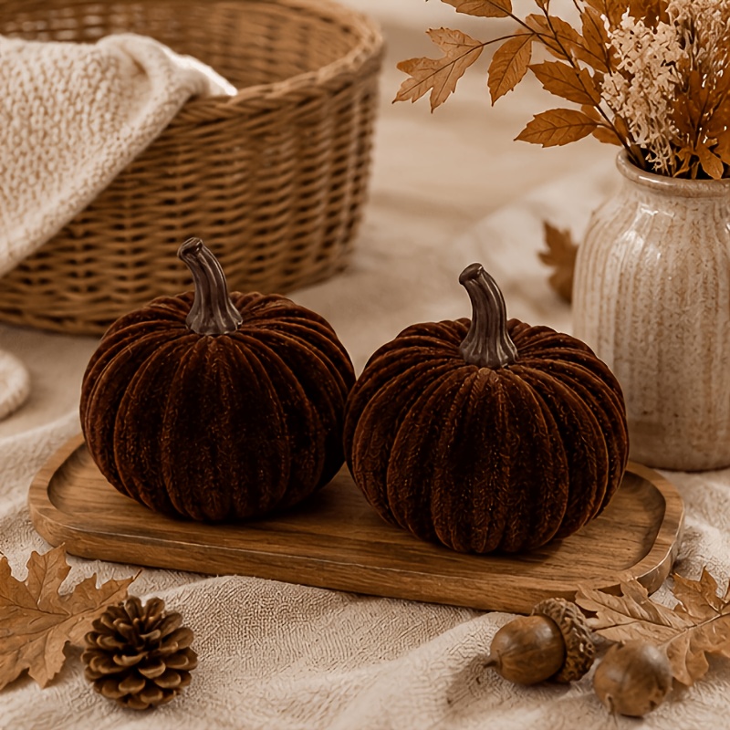 Image of Brown Pumpkin Seed Mini Ornaments - Set Of Two, Special Halloween Atmosphere Pumpkin Decorations, Suitable As Gifts For Halloween, Christmas, And Easter, This Year's Popular Gift
