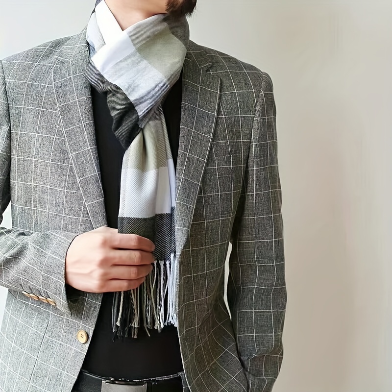 Men's Autumn Winter Warm Scarf, British Style Long Neck Scarf