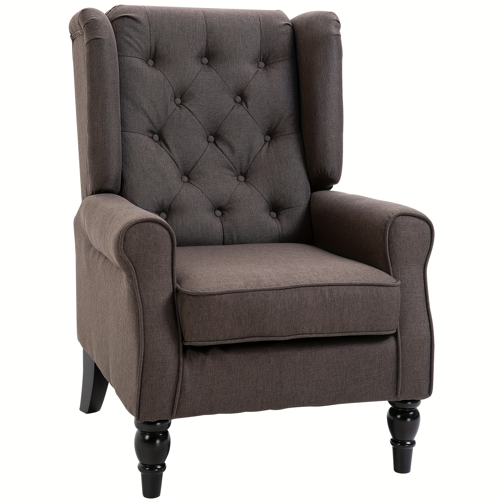 

Button-tufted Accent Chair With High Wingback, Rounded Cushioned Armrests And Thick Padded Seat