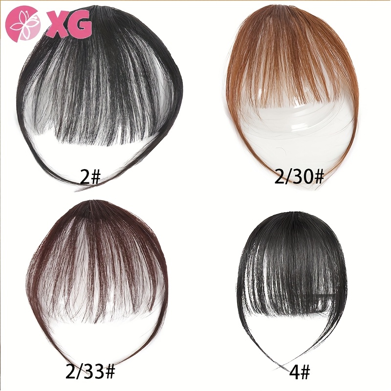 full natural forehead french bangs patch for womens real hair with sideburns and air bangs increased volume   lightweight and fluffy headband curtain details 3