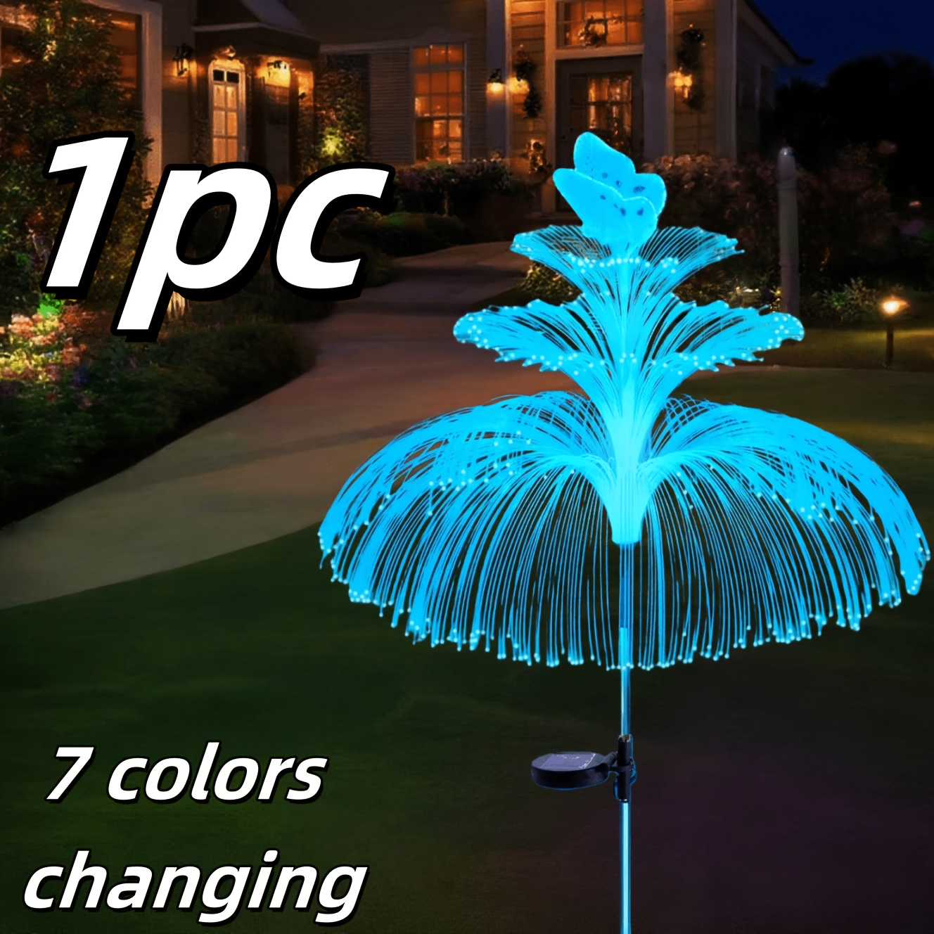 Image of 1 Pack Of Led Solar Three-layer Jellyfish Lights, Color Gradient Outdoor Courtyard Decoration, Dusk To Dawn Garden Road Landscape Lights Christmas & Halloween Decor Lights