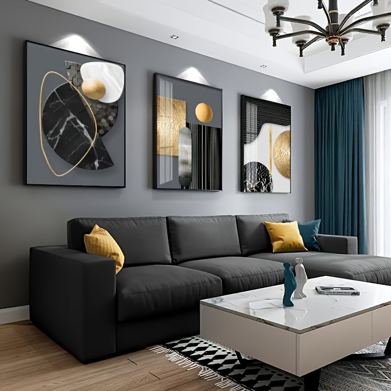 3pcs set of frameless abstract geometric canvas   prints modern decor for living room bedroom office details 1