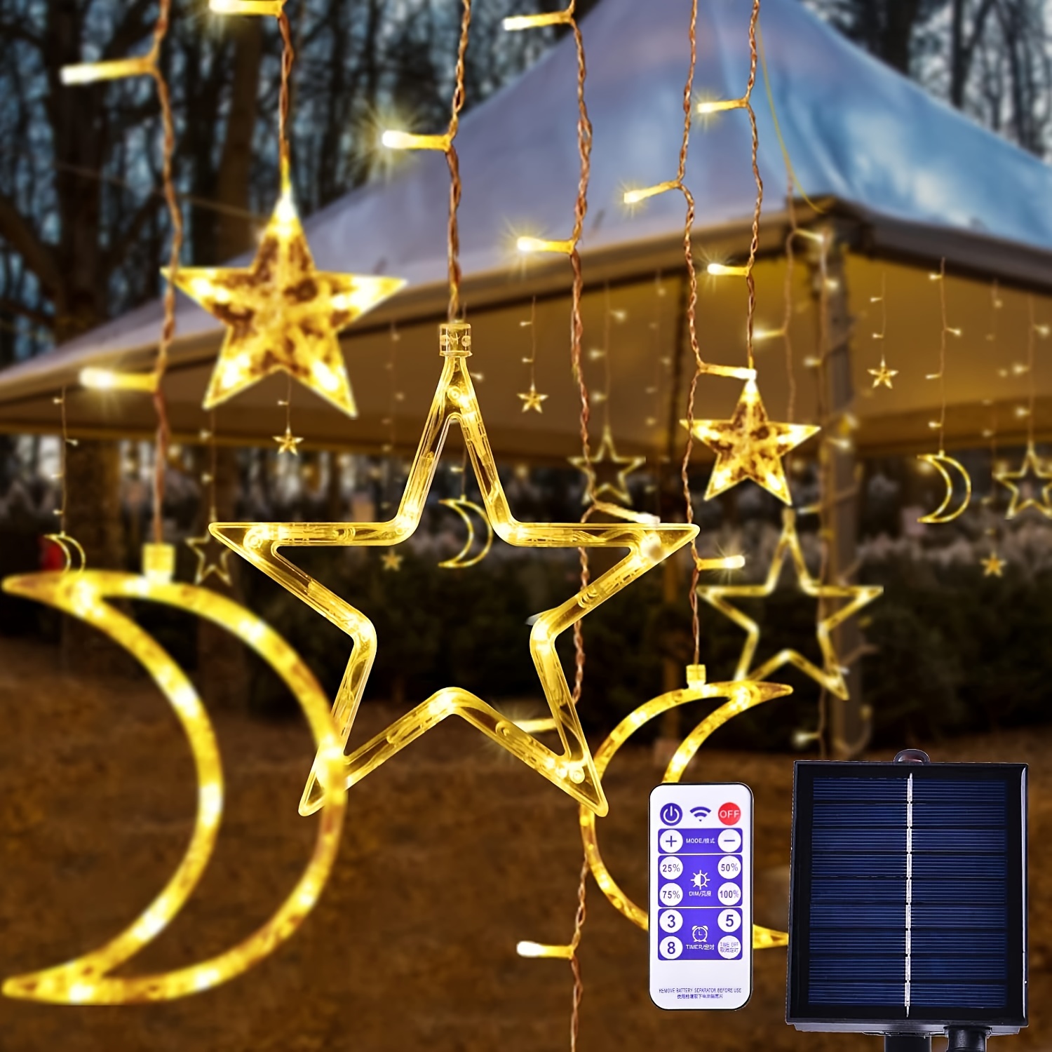 

11.5ft Solar-powered Led String Lights - Usb Rechargeable, 8 Lighting With Remote, Fairy Lights For Outdoor Patio, Gazebo, Ramadan Decor, Porch, Windows, Backyard Tent, Solar Fairy Lights