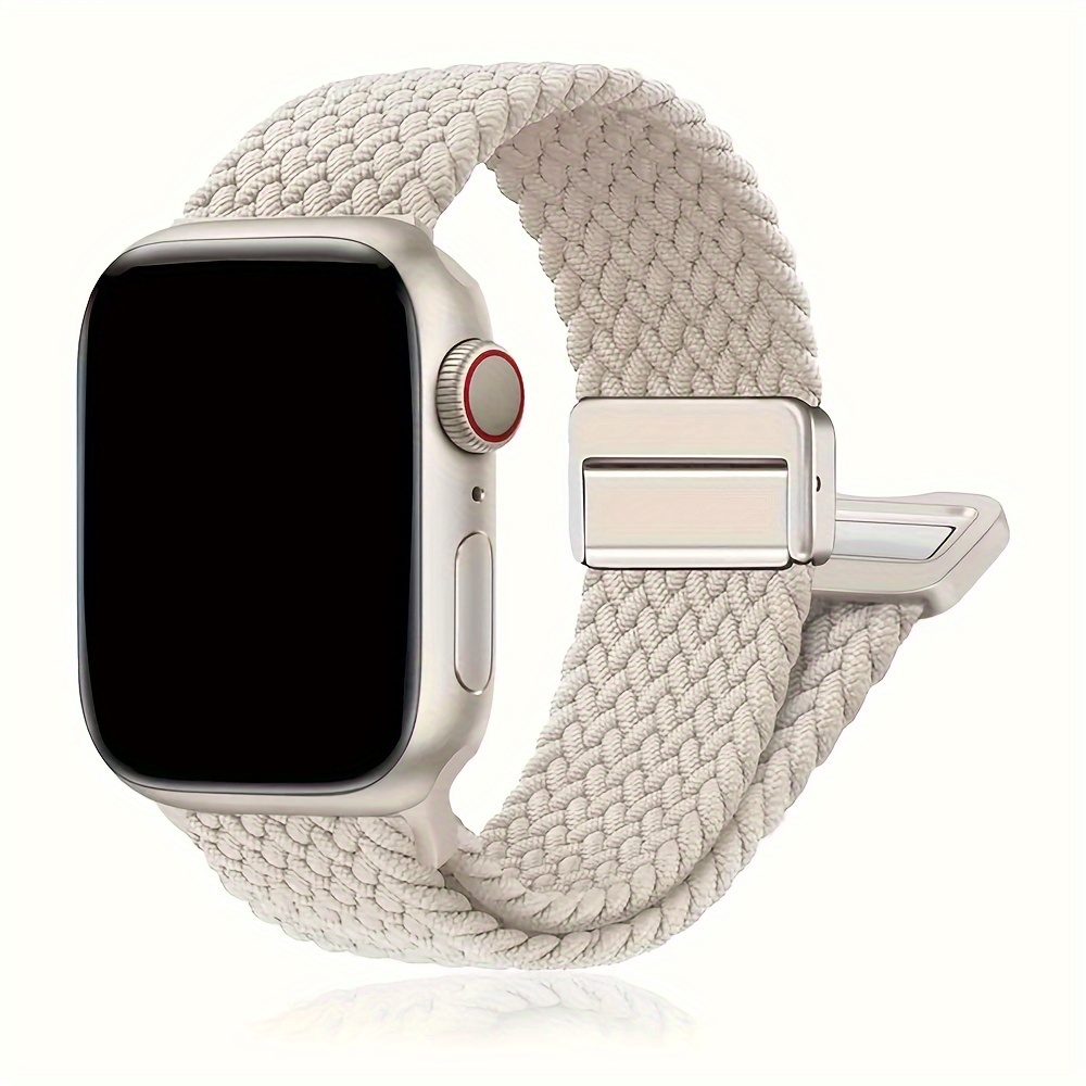 Image of Flexible Nylon Strap For Watch Ultra 2/1 49mm Iwatch Series 10 Se 6 5 4 3 46mm 42mm 45mm 41mm 44mm 40mm 38mm With Magnetic Adjustment