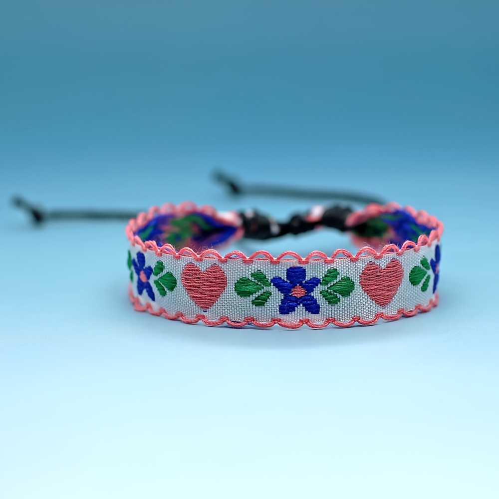 5pc Bohemian Chic Hand-woven Knitted Jacquard Charm Bracelet Set