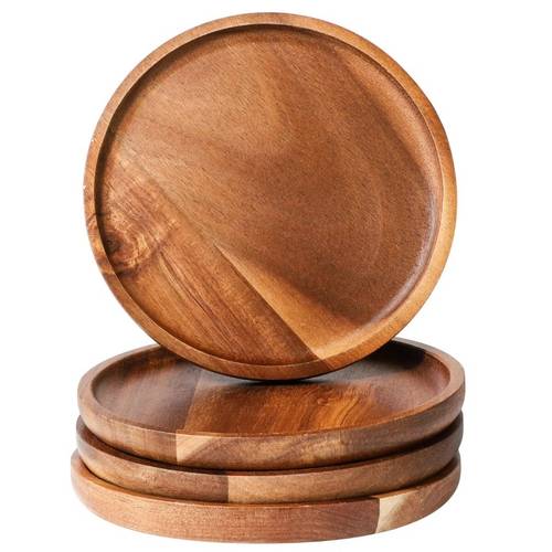 4pcs acacia rounds 15x15x1 5cm thick circular trays suitable for serving boards candle holders rustic minimalist table centerpiece kitchen dining table decorations gift