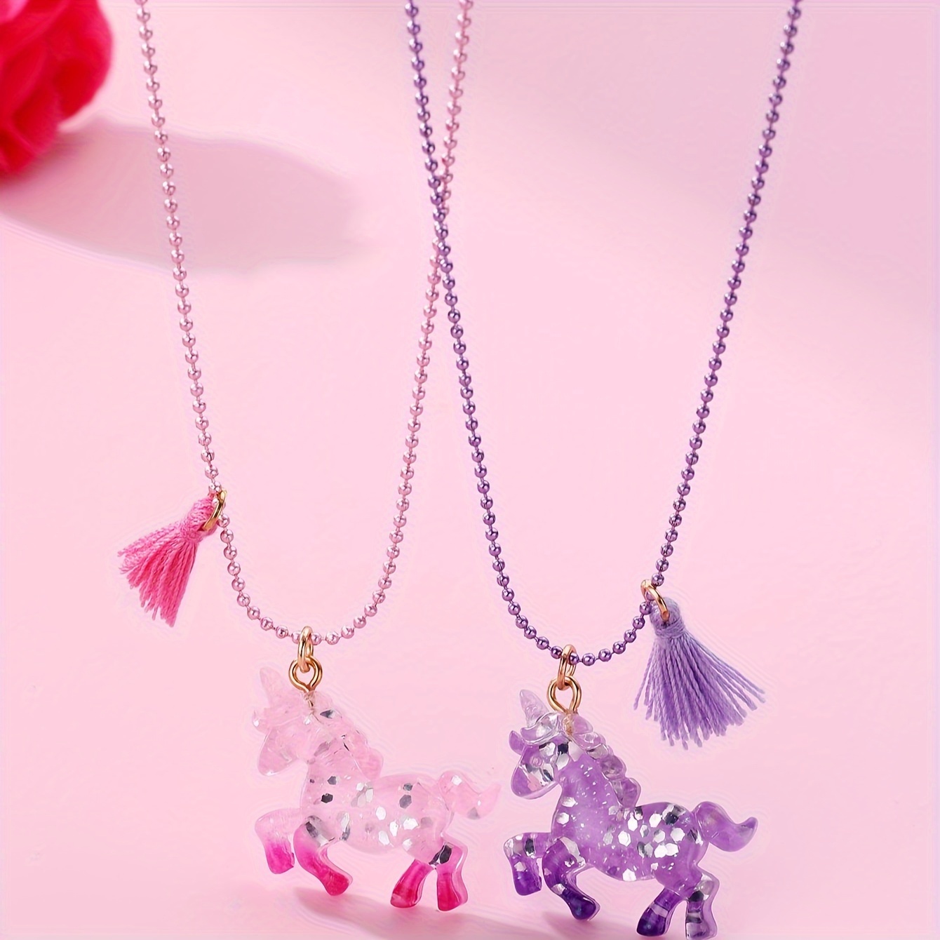 

2pcs Exquisite And Stylish Unicorn Pendant Necklace, Perfect As A Gift For Birthdays Or Any