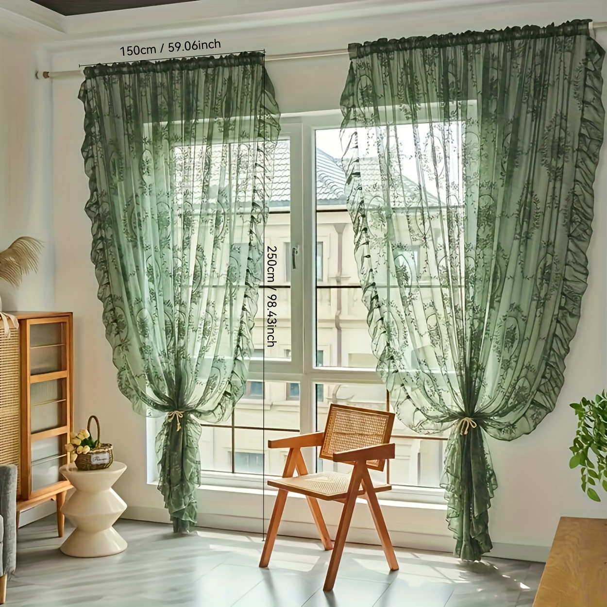 TEMU 2pcs Tringle à rideaux verte de style européen , installation facile, convient pour la décoration des salons, balcons et bureaux