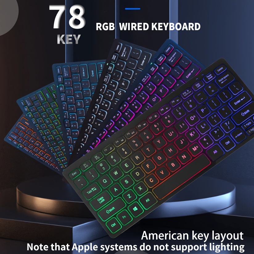 

Rgb Linear Word Luminous Keypad Wired Usb Home Office Universal Notebook Desktop Computer Peripheral Keyboard American Key Layout