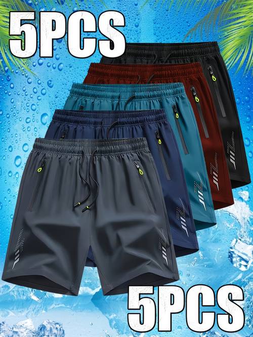 5pcs unisex fashion trendy sports shorts double sided zipper pockets drawstring at the waist a of color combinations very suitable for summer activities holiday gifts as a beautiful surprise is the best