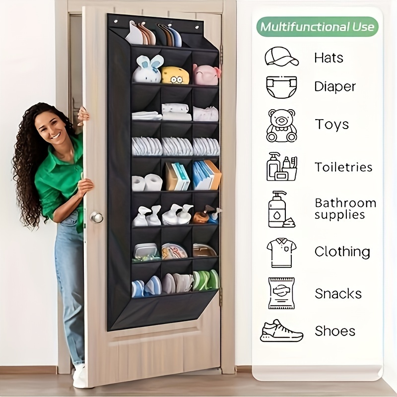 24 pocket door hanger organizer black foldable no print non woven fabric perfect for shoes and accessories details 3