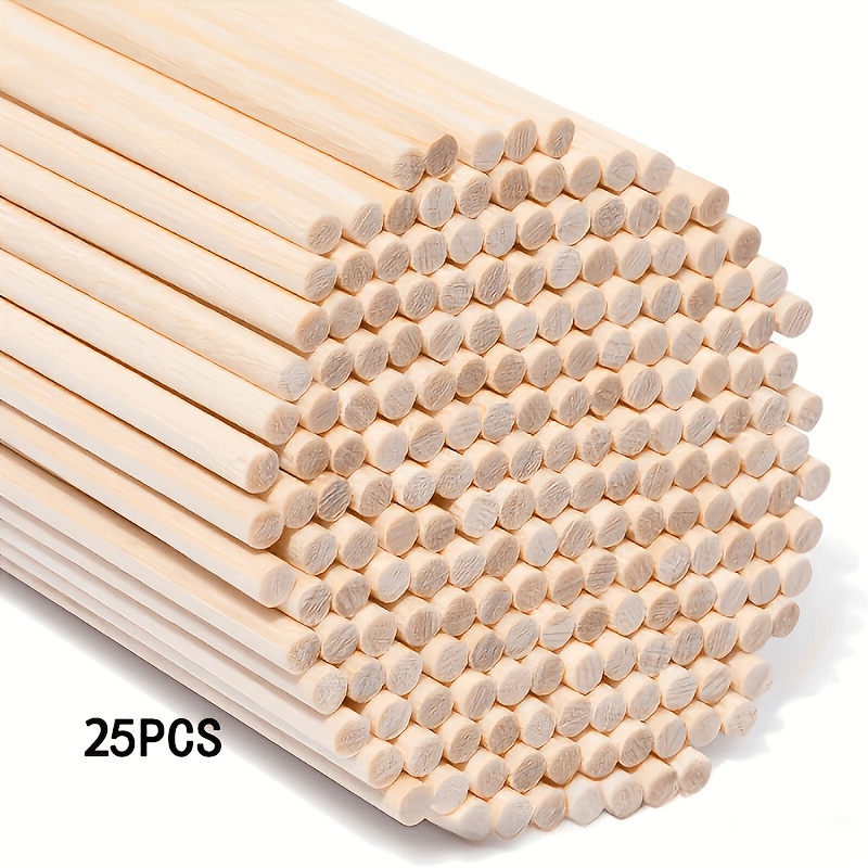 TEMU 25 stuks kleur ronde houten buizen, diameter 1/4 inch, lengte 12 inch, rauwe onbewerkte houten stokken, speciale houten toevoegingen