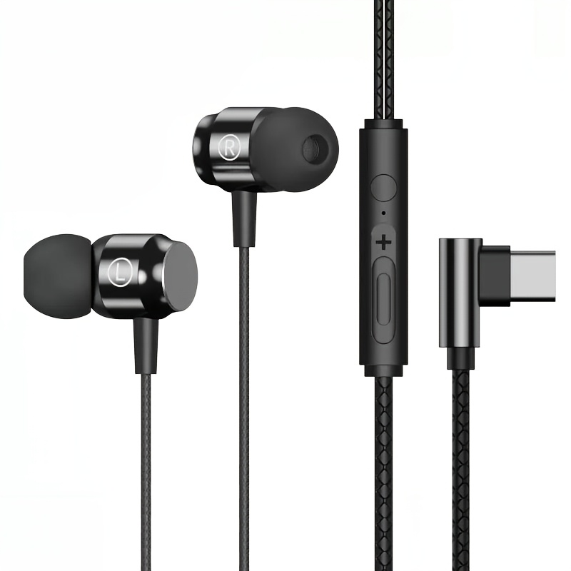 Image of Metal Elbow 3.5mm/type- Chip Jack In-ear Gaming Wired Headset, High Fidelity With Microphone Volume Control Wired Earbuds For 20, For Oppo, For Iphone15-17 Cell Phone Wired Headset