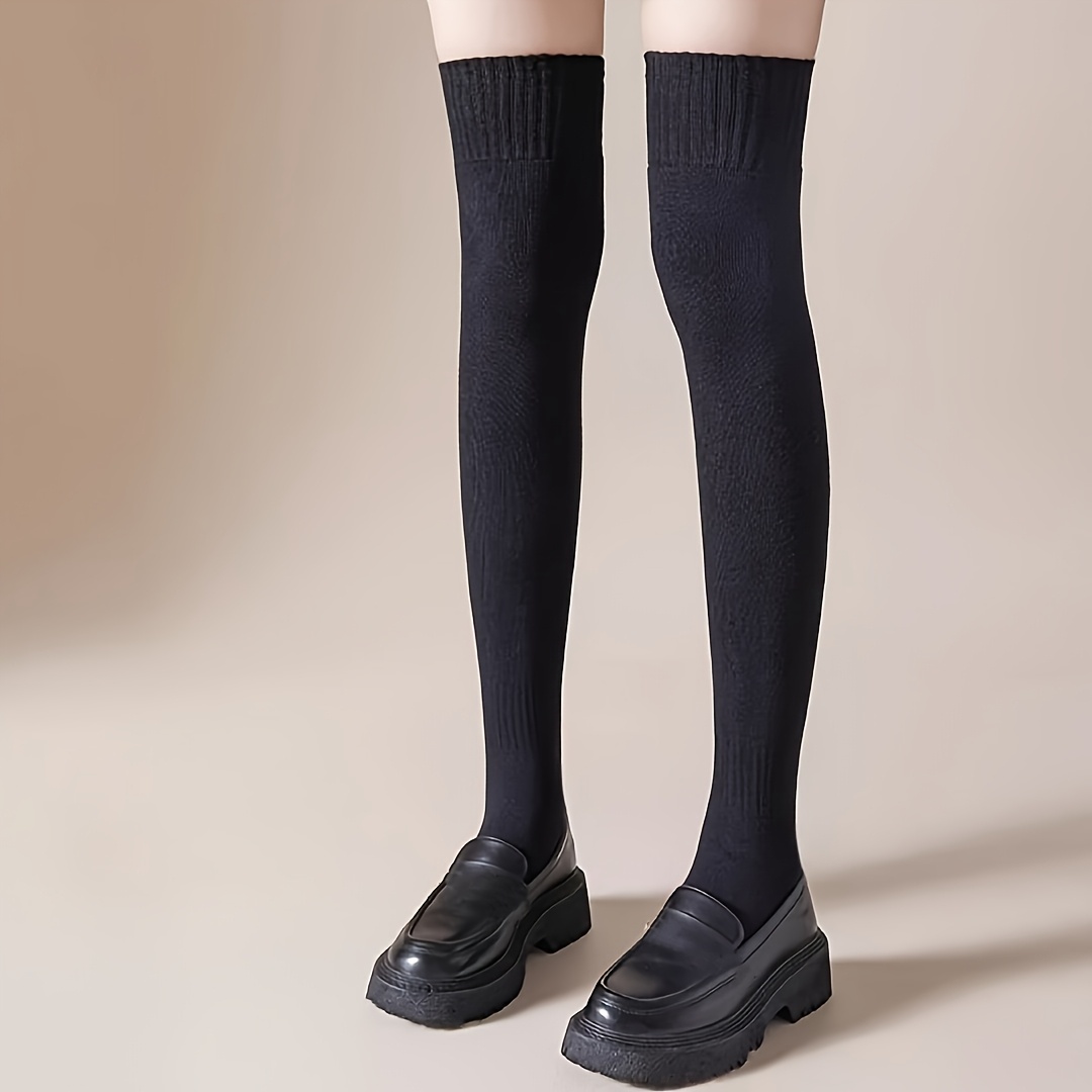TEMU 1/5 Pairs Women Winter Warm Over Knee Socks Women's Knee-high Stockings, Thick Warm Thigh-high Socks, Fleece Lined Thick Long Tube Stockings &