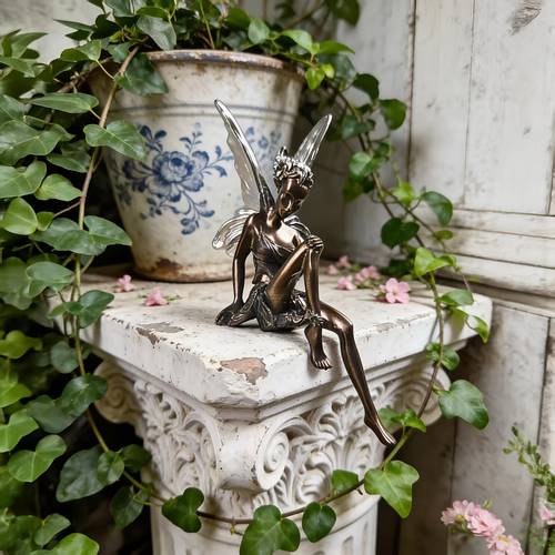 1 elf fairy figurine silvery wings fairy sculpture courtyard landscaping decoration crafts outdoor balcony bay window art ornaments birthday housewarming and holiday gifts for and