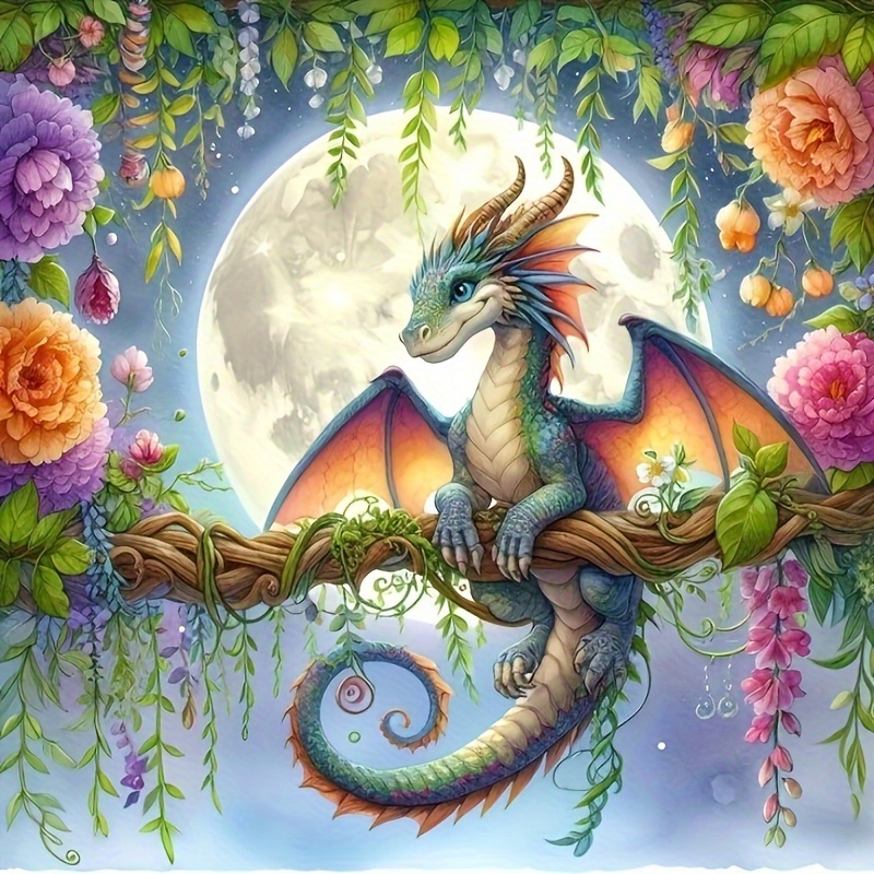 

1pc Flying Dragon Diamond Art Painting, Full Round Diamond Art, Decorative Wall Art Hanging Painting Home Decoration Valentine's Day Gifts, Decorative Craft Wall Art For Home Wall Decor Gifts