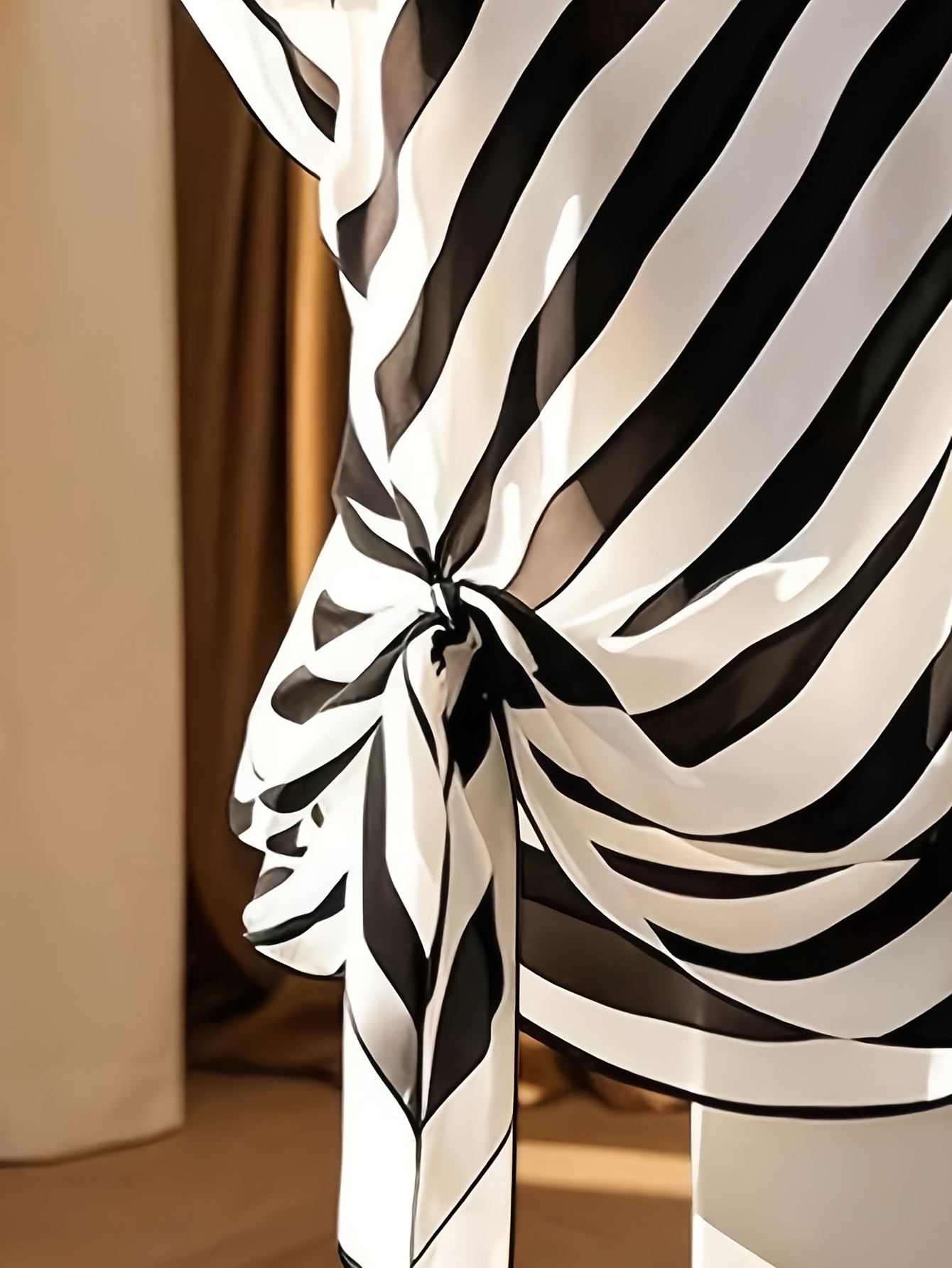 Women's Elegant French-Inspired Sleeveless Blouse with Bow Detail & Striped Pattern - Semi-Sheer Round Neck Shirt for Spring Summer Fall, Machine Washable Casual to Dressy Tops, Seasonal Fashion, Frenchinspired Design, Decorative Bow Design