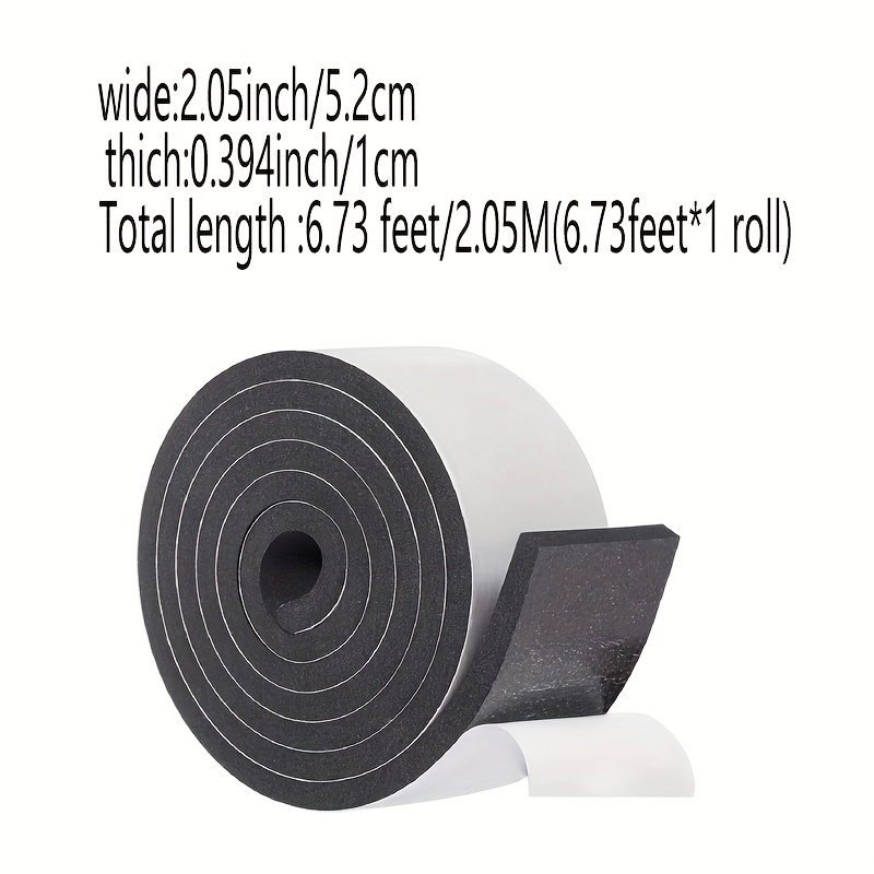E-shop 1 Rolle Selbstklebende Schaumstoff-Isolierband – Schwarz, 50 mm Breit, 10 mm Dicke, 2,05 m Lang | Wasserdicht, Feuchtigkeitsgeschützt &