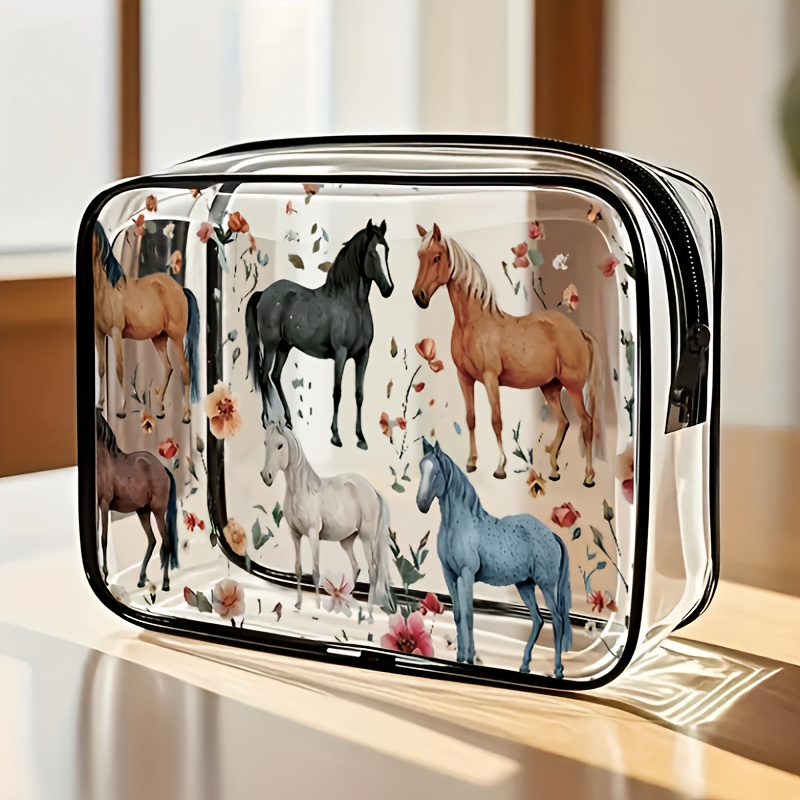 A Stylish Large Capacity Pvc Makeup Bag With Zipper Closure - High- Toiletry Organizer, Lightweight For Women And Girls, Gift For And - Portable And Easy-to- Organizer | Transparent Material
