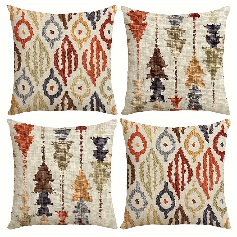 

4pcs, Boho Ethnic Style Throw Pillow Covers, Abstract Geometric Art Decor Cushion Covers, 18in*18in, Decorations For Home, For Couch Sofa Living Room Bedroom, Without Pillow Inserts