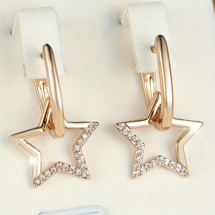 TEMU Exquisite Easy Star-shaped Hoop Earrings Fashionable Individual Women's Party Earrings Birthday Gift