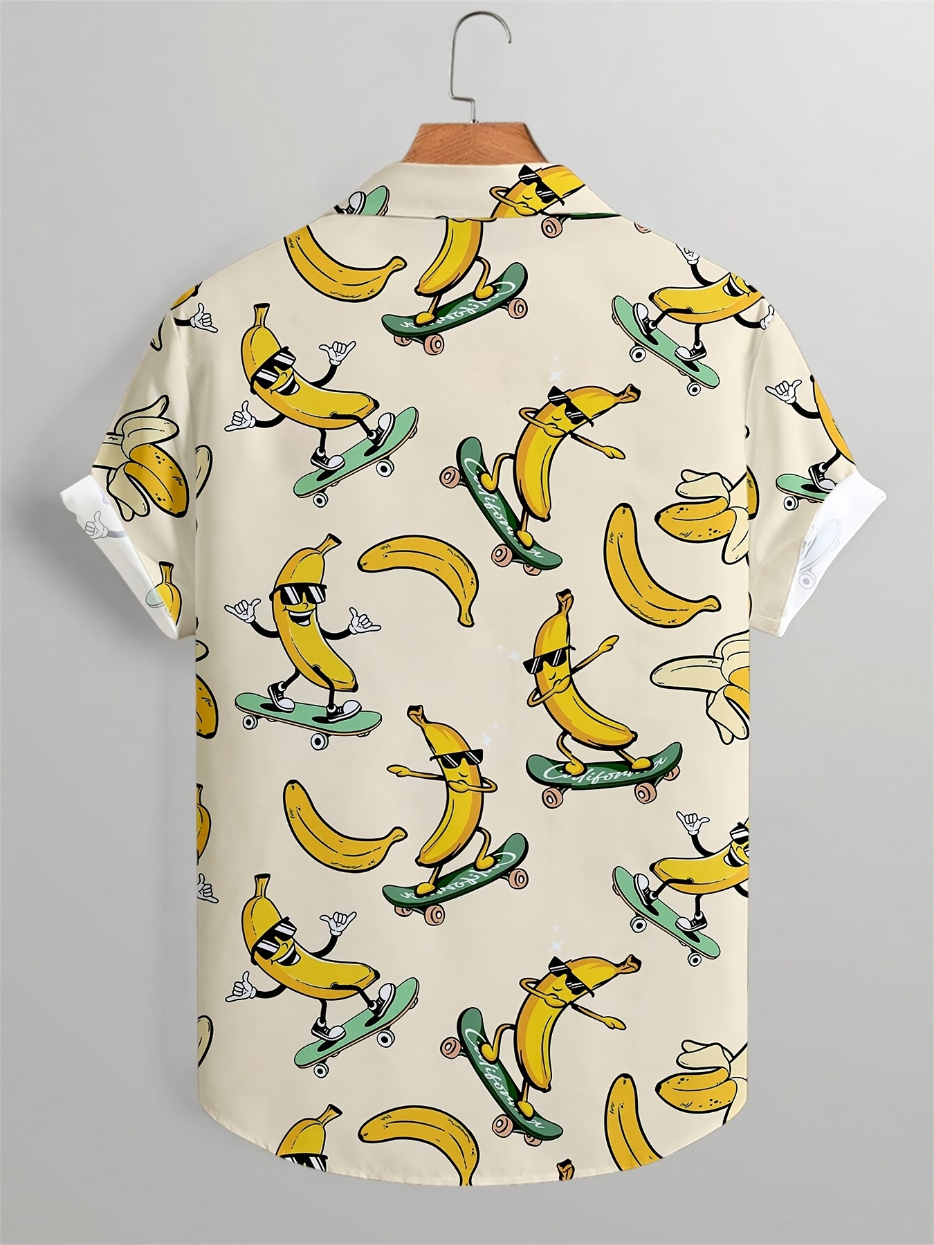 men's summer casual shirt cartoon banana print short sleeve