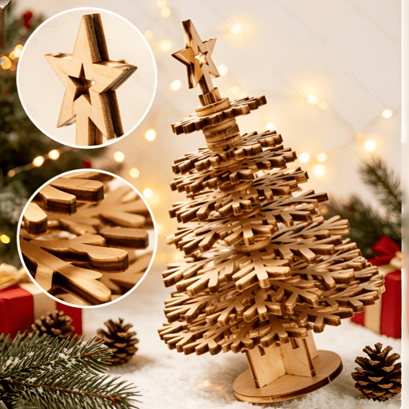 3D Christmas Tree, Wood-like Art Model Puzzle