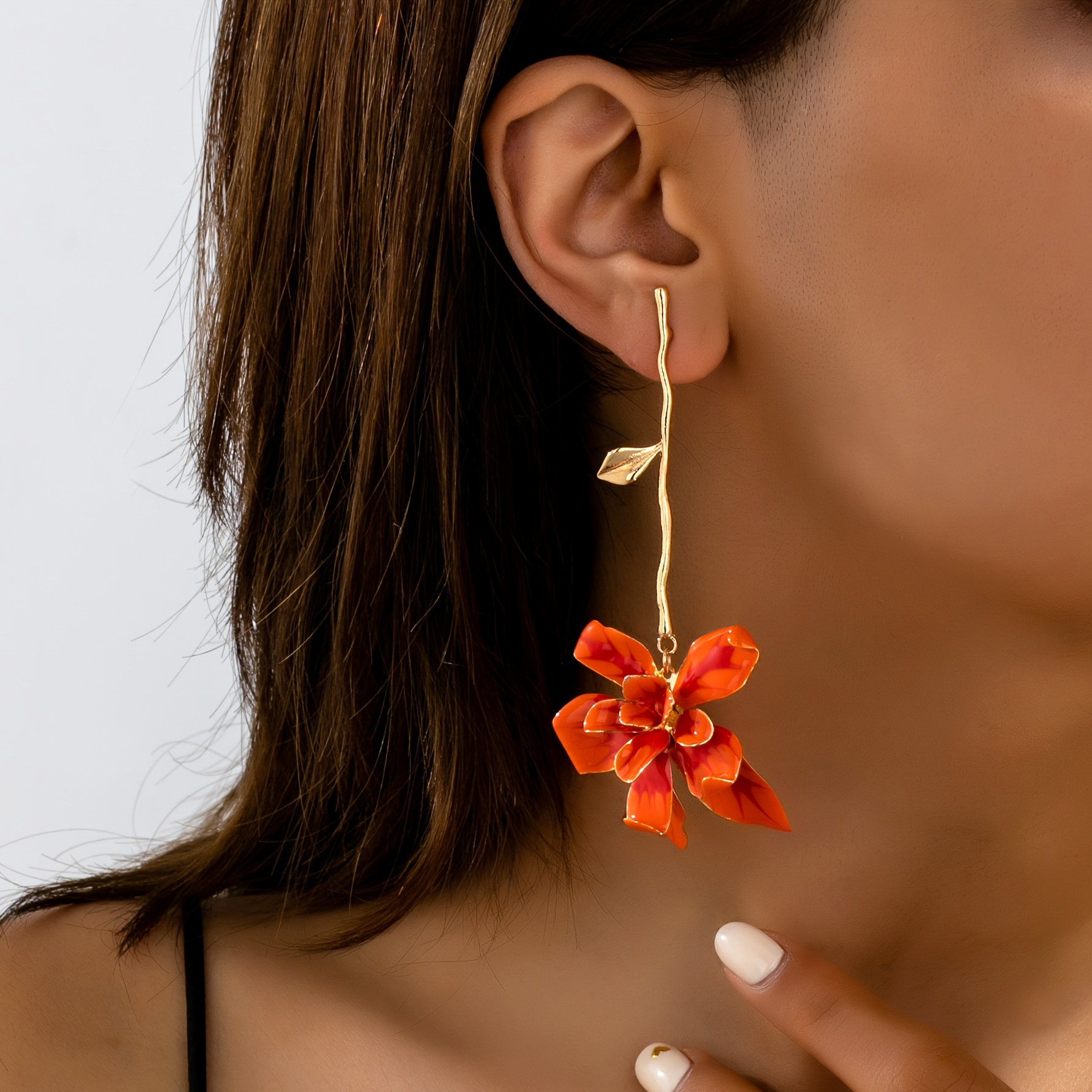TEMU Pendientes colgantes de 2 piezas por par, de flores geométricas esmaltadas, a y hermosos, estilo /verano, para uso diario casual, vacaciones,