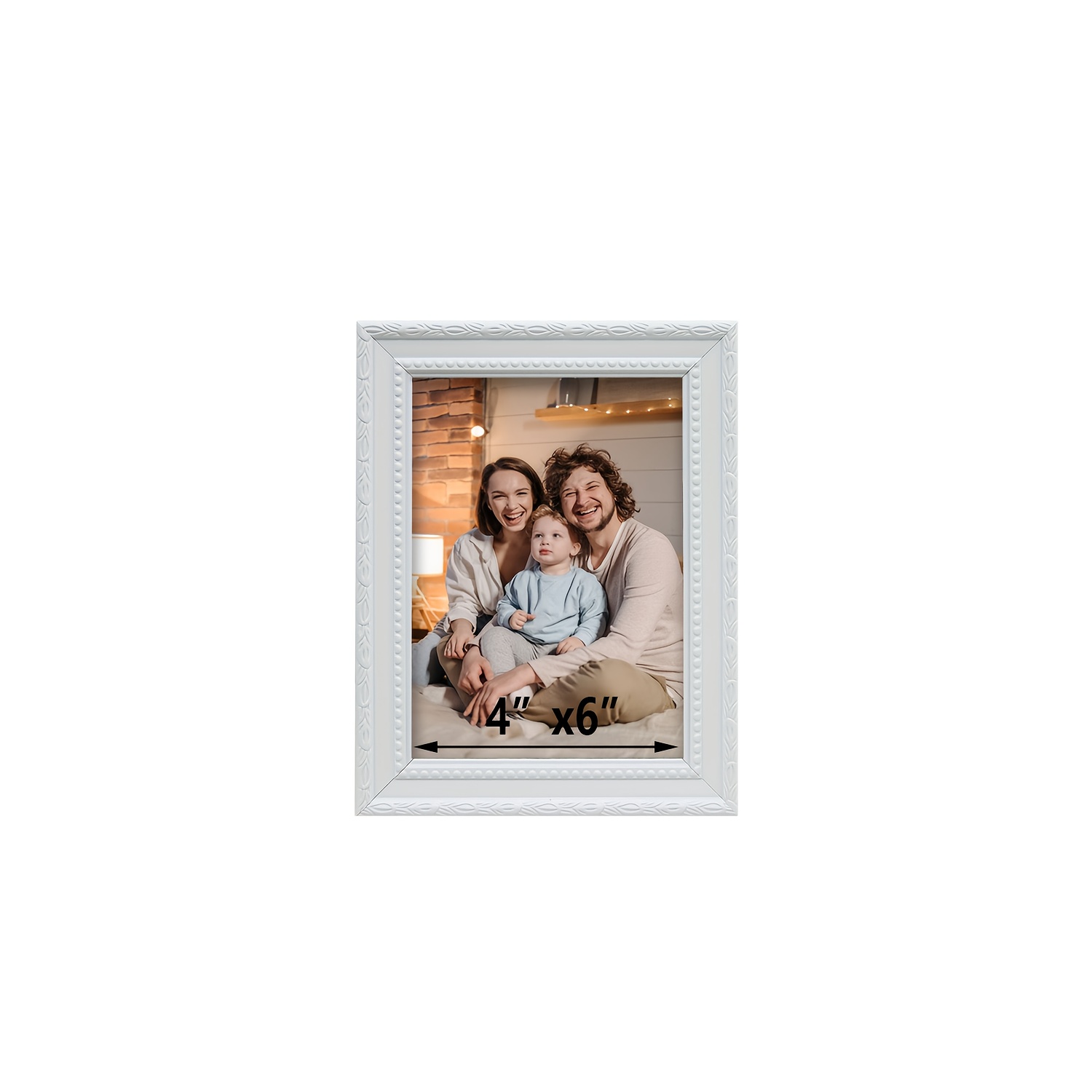 Image of 1pc White Retro Pattern Decorative Gallery Frame, Horizontal And Vertical Placement, Display 5-inch 6-inch 7-inch 8-inch 10-inch Photos, Photos, Couple Photos, Anniversary Photos