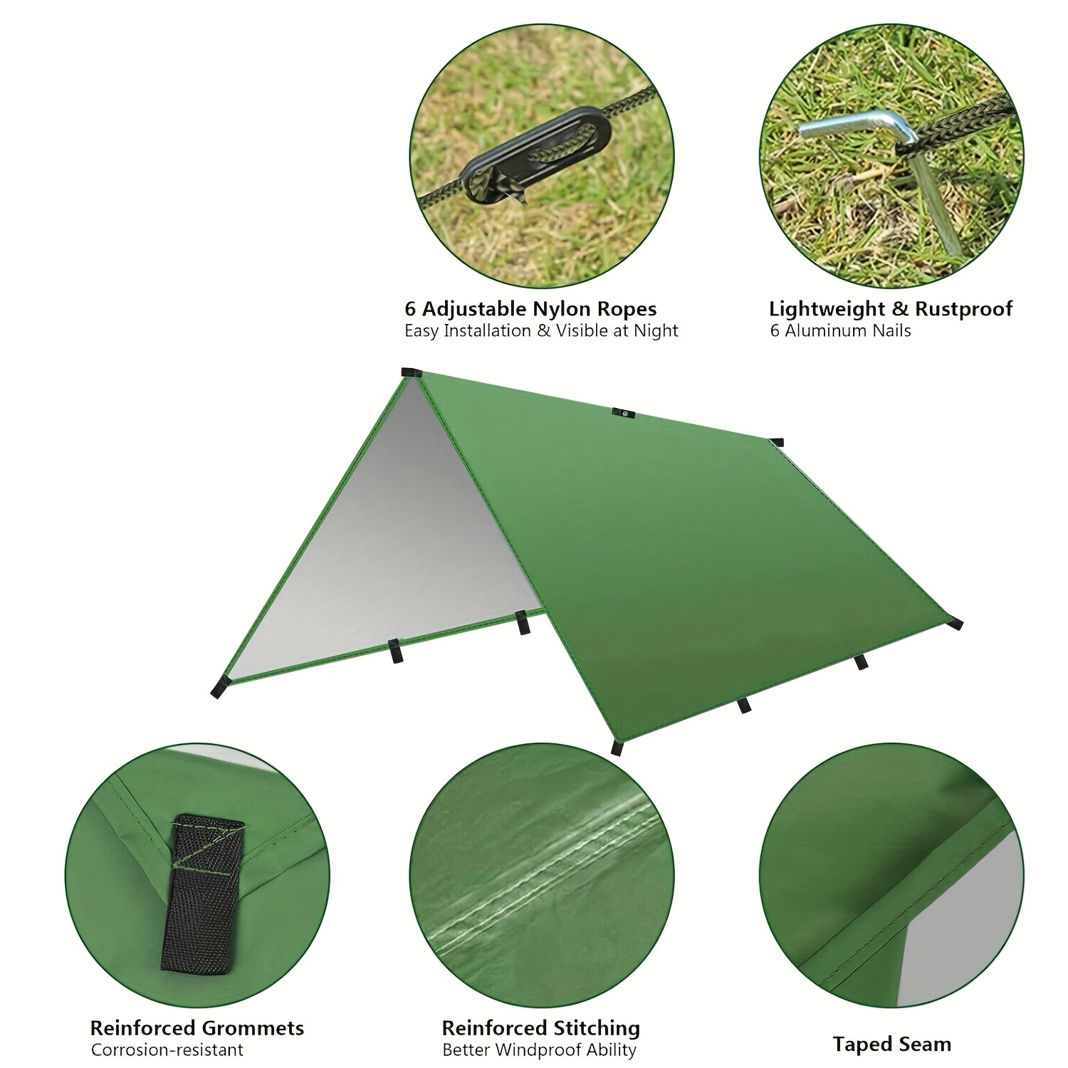 118.11inch x 118.11inch Portable Lightweight Camping Canopy for Sunshade - Essential Gear for Outdoor Camping, Best for Christmas, Perfect for Thanksgiving