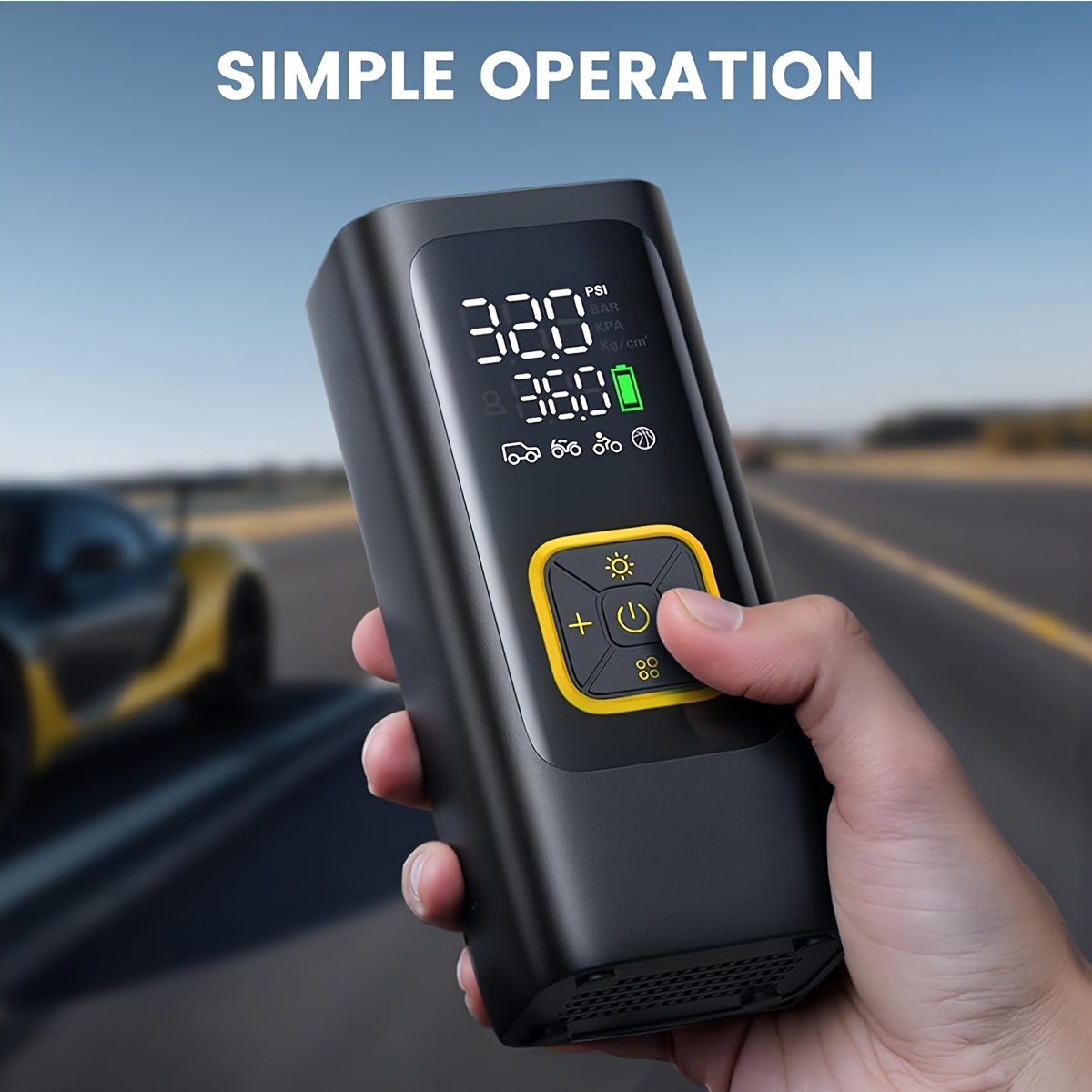 TEMU Portable Cordless Air Pump With Digital Pressure Gauge & - Rechargeable Battery Suitable For Cars, Motorcycles,, Balls - Wireless Tire Inflator