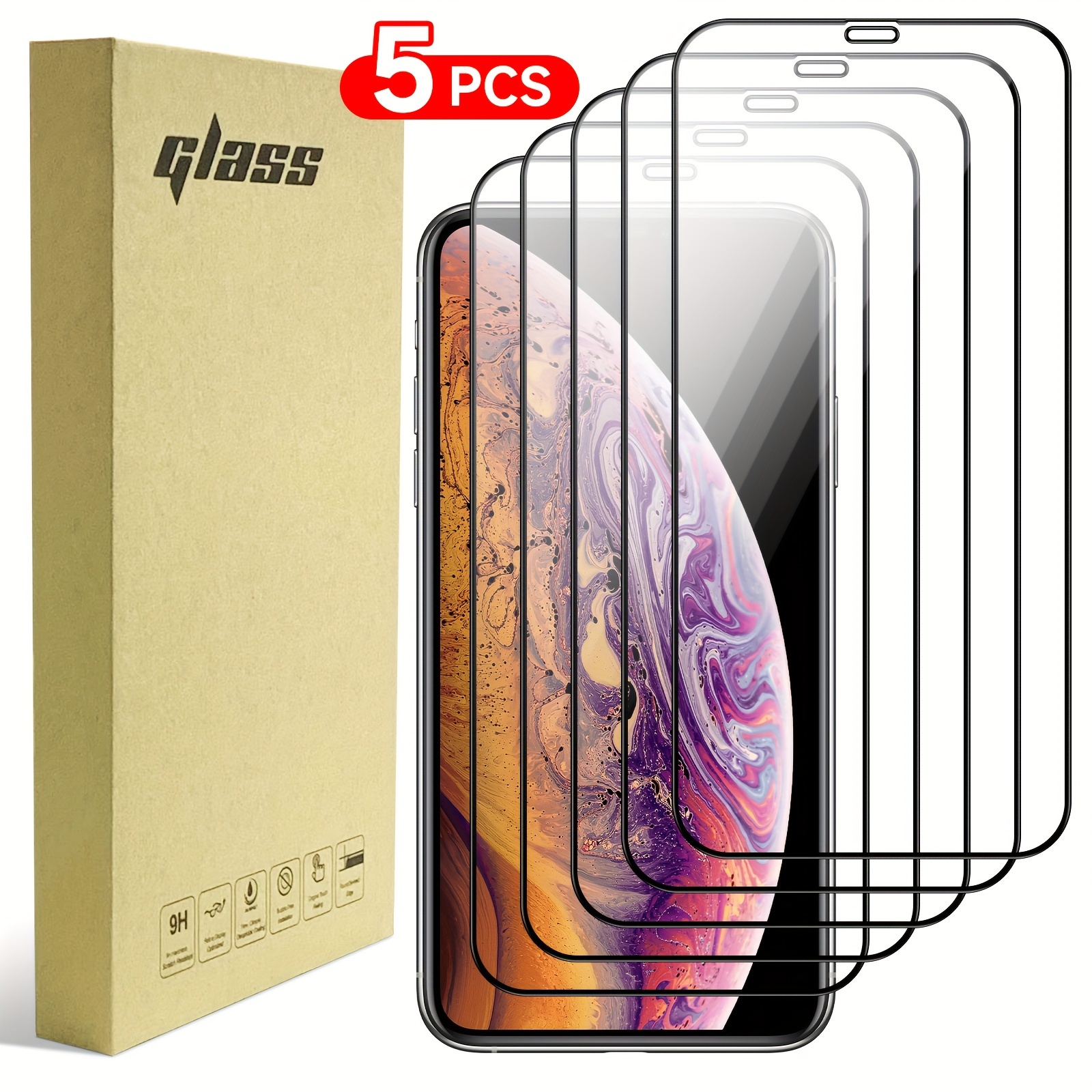 

5pcs Tempered Glass Screen Protector With Suitable For Iphone Xs Max/xr Series, Ultra-high Definition, 9h Hardness, Scratch And Shatter Resistant, Easy To Install