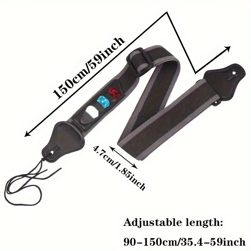 Multi-Use, Comfort-Fit Adjustable Guitar Strap - Woven Nylon, Black, with Paddle Holder for Enhanced Playing Experience