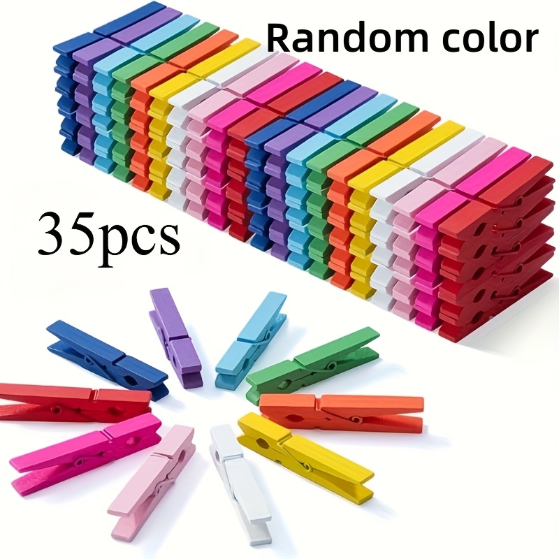 Image of (random Color)colored Wooden Clips-3.5cm /1.38 Inch Decorative Photo Clips And Clothes Hangers, Diy Colorful-small Wooden Sealing Clips Are Used For Photos, Paper, Etc. Random Color, Clothes Pins