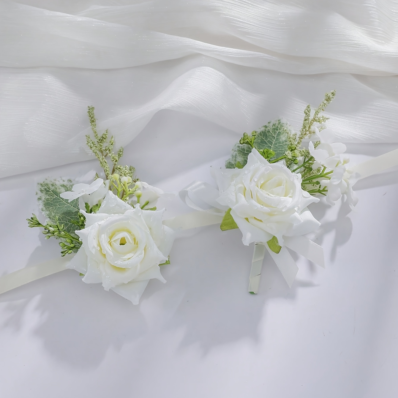 Nature-Inspired Artificial Flowers and Leaves with Dew Decorations