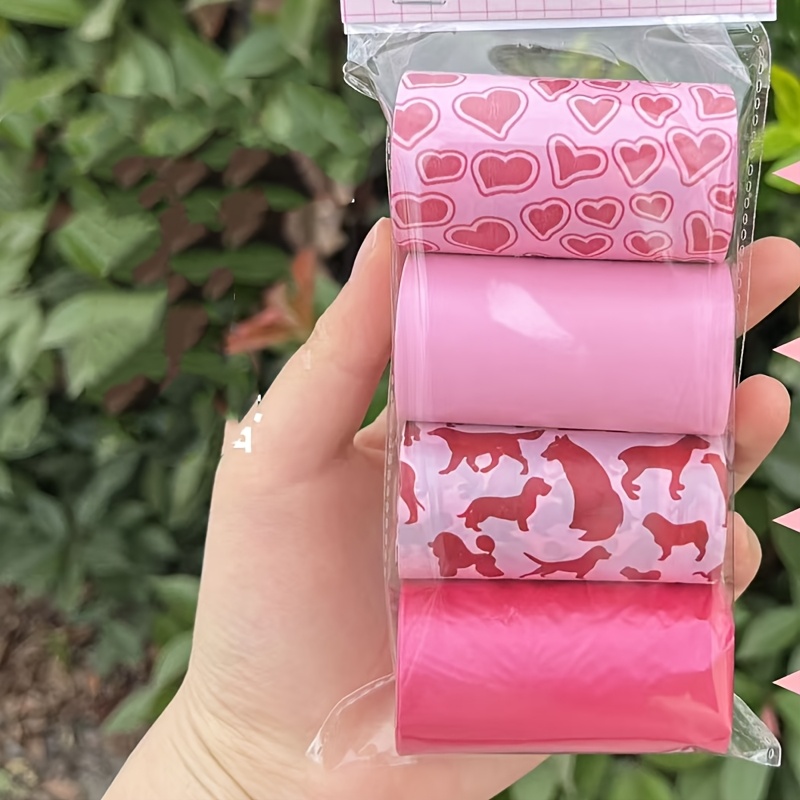 Image of 5 Rolls /75 Bag Random Style Dog Waste Bags With Fragrance, Suitable For Cleaning Pet Waste, Convenient Pet Cleaning Supplies Cute Dog Waste Bags, Scents From, Colors Cute Combinations