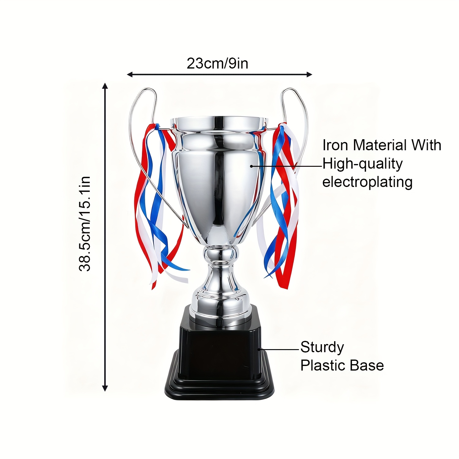 TEMU 1pc Trophée de sport en métal personnalisé | de fer avec ABS, Disponible en bronze, doré, argenté - Idéal pour les événements de soccer et de