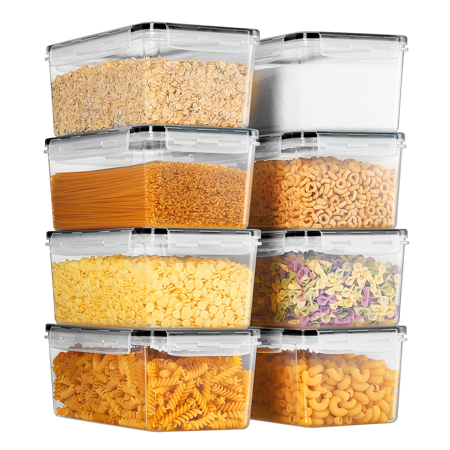 TEMU Pack de 4/8 Conteneurs de Stockage Alimentaire Hermétiques BPA de 3.2L avec Couvercles - Organisateurs Rectangulaires en Plastique Transparent