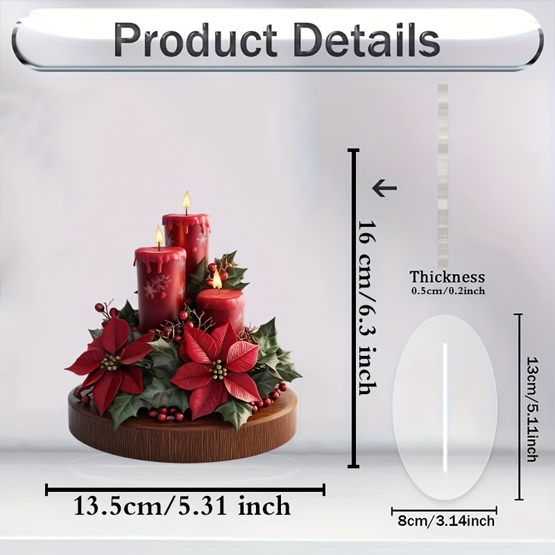 TEMU Charming Acrylic Poinsettia & Red Christmas Decor, 5.31