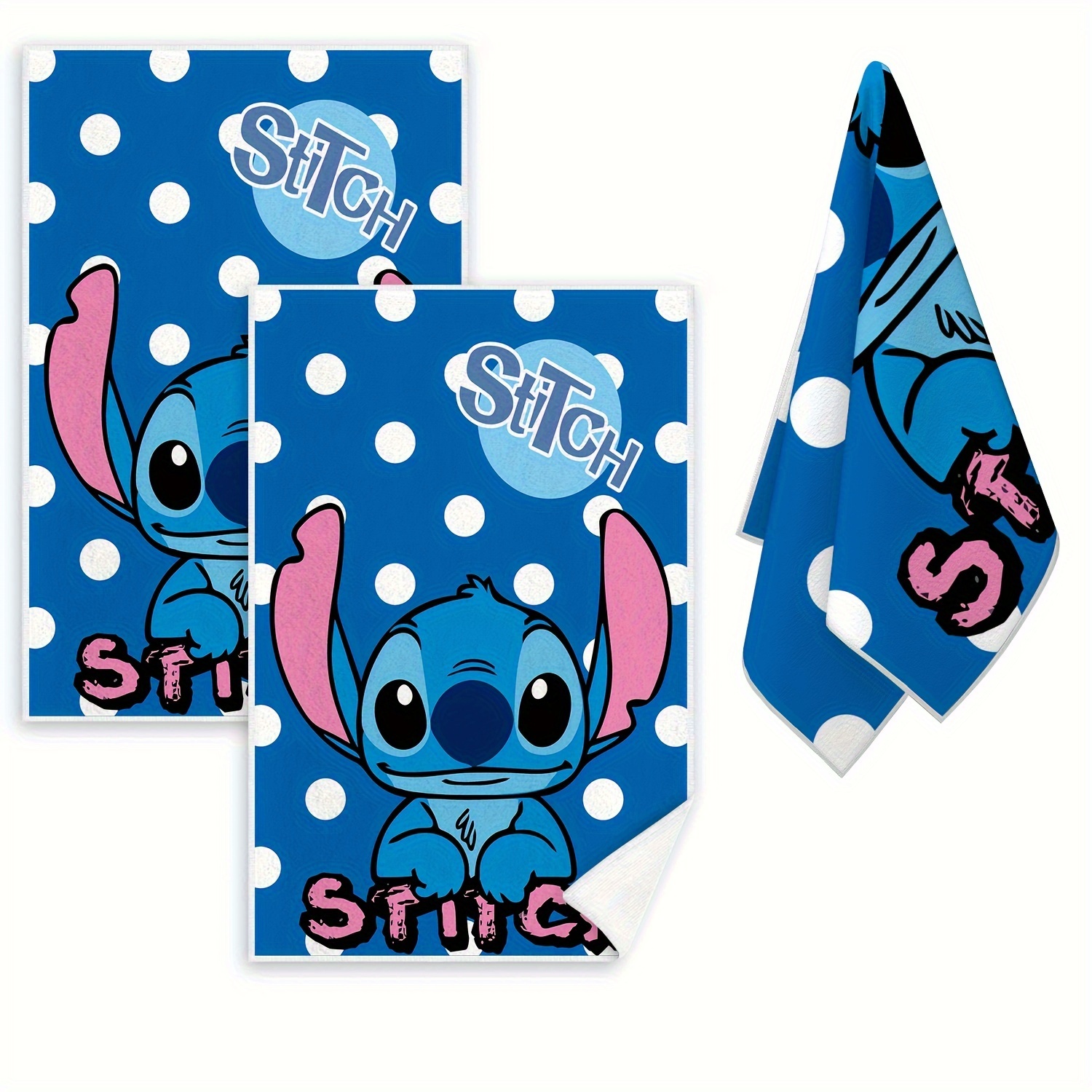 

Stitch Cartoon Microfiber Dish Towels, Pack Of 2 - Contemporary Style, Ultra Fine Knit Fabric Dish Cloths, Machine Washable Kitchen Towels With Cartoon Theme, Oblong Dishwashing Pads