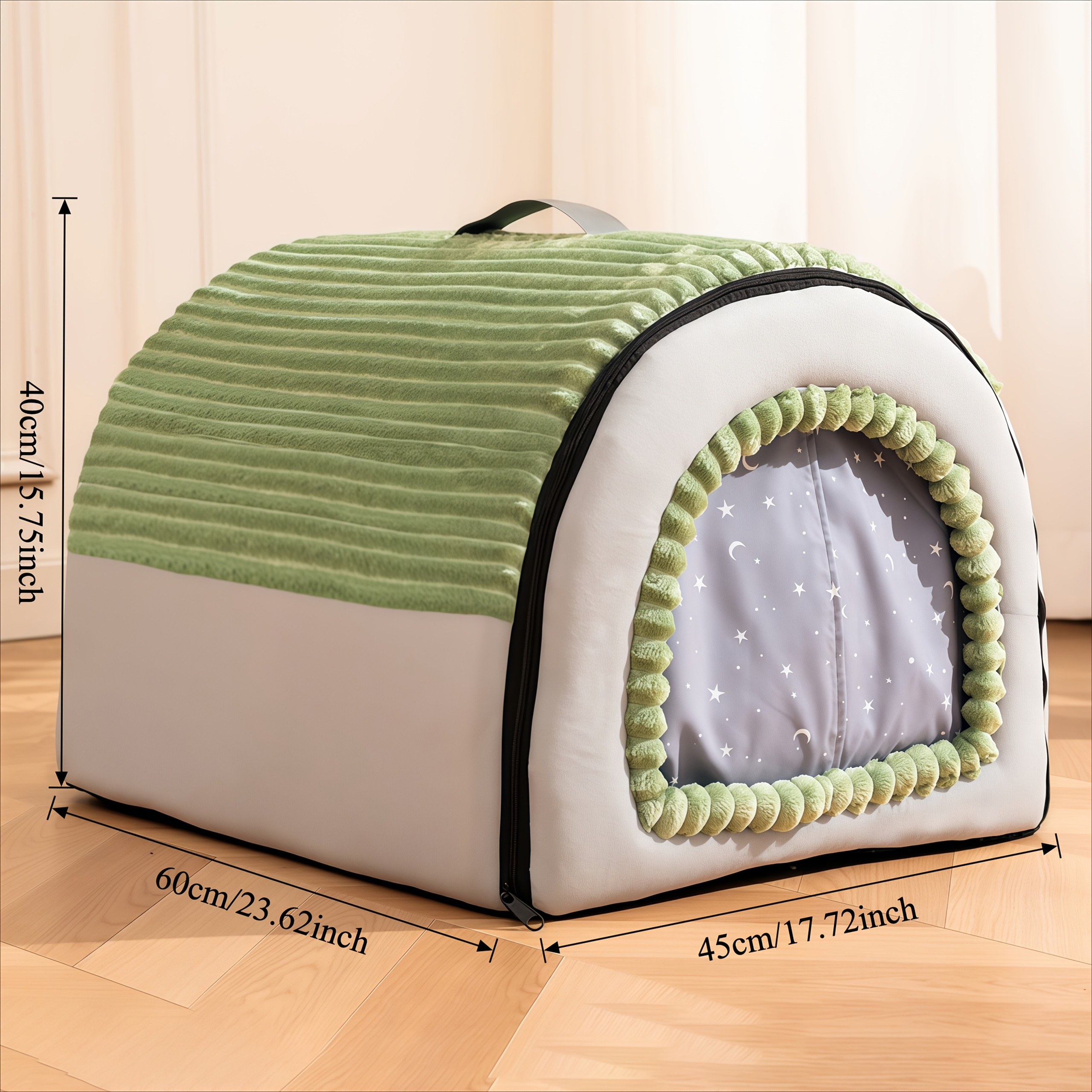 TEMU Designer Plush Cat Bed With A Starry Inner Lining, Comfortable And Warm