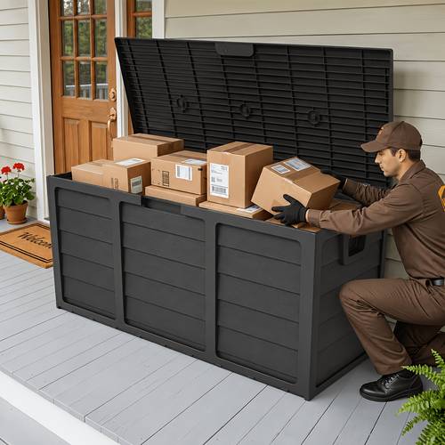 75 gallon xmas decorations storage box resin storage deck box with handles for patio furniture garden tools pool floats cushions christmas gifts holiday decorations storage box cabinet rack for outdoor storage