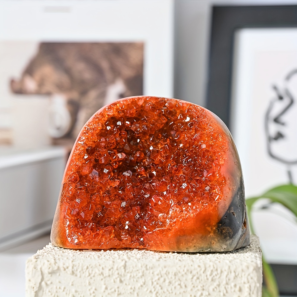 1pc rare orange green amethyst crystal geode rocks cluster - Temu