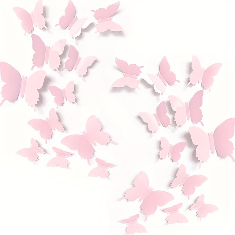 24pcs Modern Pink and Lake Blue Butterfly Wall Decals
