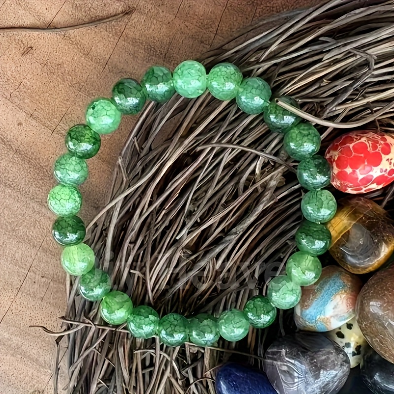 TEMU Turquoise Stone Bracelet Suitable For Women - 8mm Smooth Bohemian Stone, Anxiety Gift, Natural Mineral For Daily Wear & Accessory